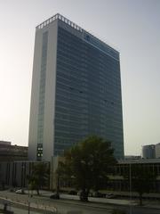 Tower 115 in Bratislava cityscape on a clear day