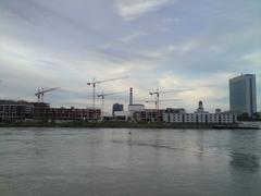 Eurovea International Centre in Bratislava under construction with cranes and modern buildings