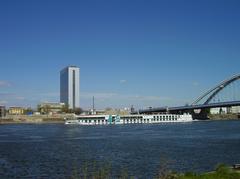 Scenic view of Bratislava city with the Danube River