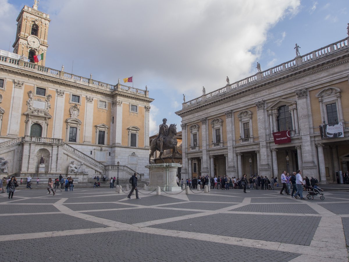Bronze statue of Marcus Aurelius on horseback in Piazza del Campidoglio, Rome