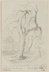 19th century pencil drawing of the Square du Temple in Old Paris by François Alexandre Pernot