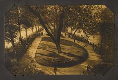 Vintage black and white photograph of Square du Vert-Galant in Paris from the 1920s