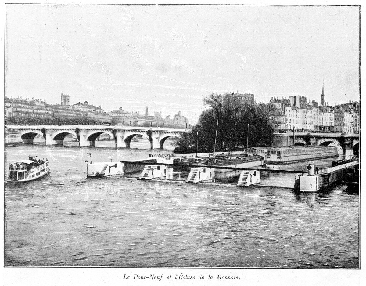 View of Le Pont-Neuf and l'écluse de la Monnaie in Paris in 1897