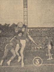 Antoaneta Oțelea playing handball during Romania vs Denmark match on July 15, 1962