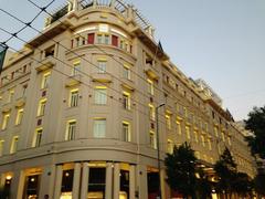 Historic cement building constructed by Greek army in 1930s currently used by a bank