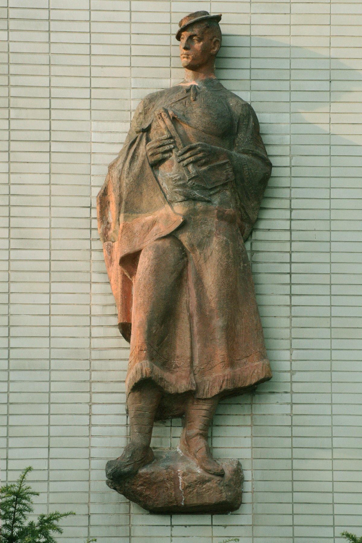Detvan sculpture on the facade of PKO building in Bratislava