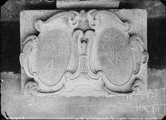 Sculpted stone detail from the cemetery gate of Maria Magdalena Church in Stockholm