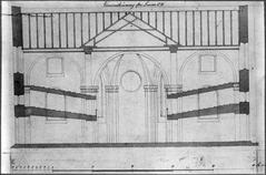 Architectural cross-section drawing of Maria Magdalena Church facing east