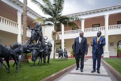 Secretary of Defense Lloyd J. Austin III walking with Kenya President William Samoei Ruto at Kenya State House in Nairobi