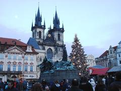 Christmas decorations and festive lights in Prague's Old Town Square