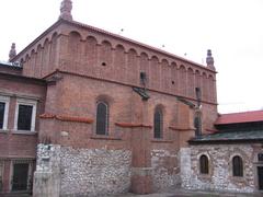Old Synagogue in Kazimierz, Krakow covered with snow
