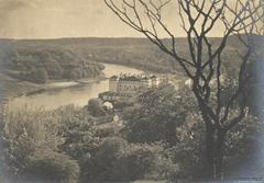 Vilnia cityscape with Vialla river and Slushka Palace historic architecture