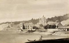 Antokol (Antakalnis) district of Vilnius featuring the Slushko Palace from a historical engraving