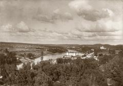 Historic view of Vilnia (Vilnius) Antokal and Vialla river from 1896