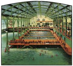 Interior view of the historic Sutro Baths in San Francisco around 1896