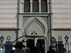 Tympanum of Beth Yaacov Synagogue above the entrance portal