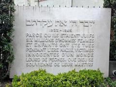 Holocaust memorial at Beth Yaakov Synagogue in Geneva with engraved names and Star of David