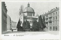 Synagogue in Geneva with architectural details
