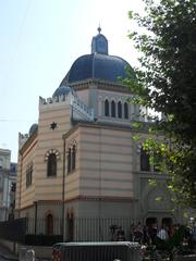 Synagogue Beth Yaacov seen from the north side of the synagogue square