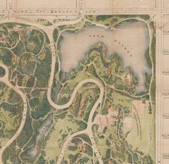 Detail of the 1873 Central Park map showing the Harlem Meer area