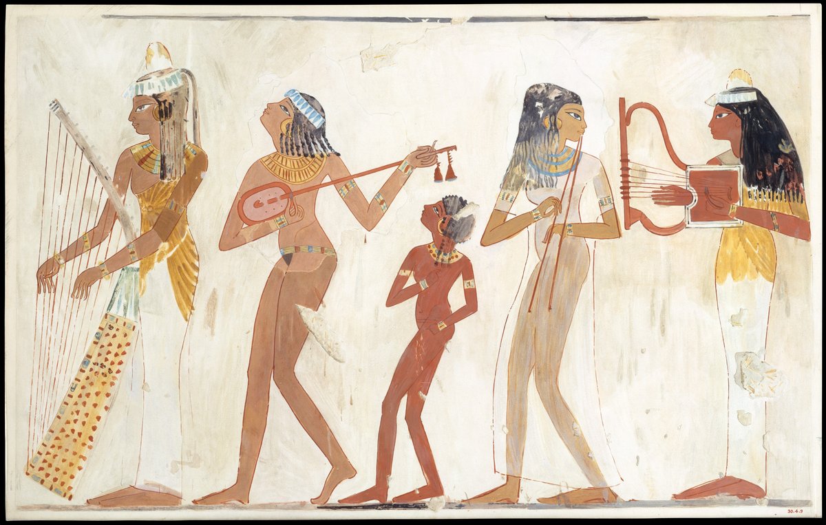 Facsimile of female musicians from Djeserkareseneb (TT 38) ancient tomb