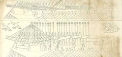 Ancient scene depicting ships and market from the Theban tomb of Khaemhat, TT57