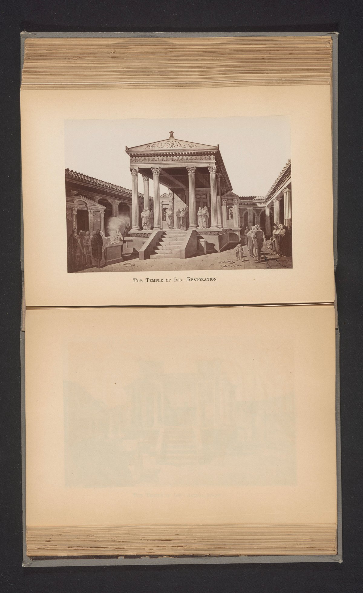 Photoreproduction of a face on the Temple of Isis at Pompeii Roman shrine restoration