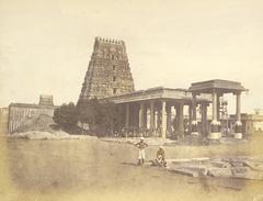 Historic view of Parthasarathy Temple in Triplicane, Madras, 1851