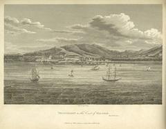Historical painting of Tellicherry on the coast of Malabar in 1813
