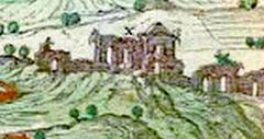 Detailed map segment of Saintes by Georg Braun from 1560