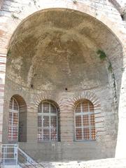 Ancient Roman caldarium vaulted ceiling at Thermes de Constantin in Arles