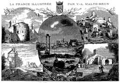 Historical map of France from La France illustrée by V.-A. Malte-Brun