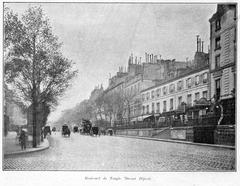 Photograph of Clément Maurice painting en plein air in Paris, 1897, at Boulevard du Temple in front of Déjazel