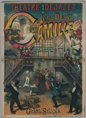 Lithograph theatre poster for Les Deux Camille at Théâtre Dejazet, Paris, 1891
