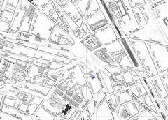 1869 Paris map section showing Théâtre Déjazet location on boulevard du Temple