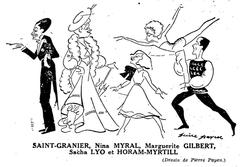 Saint-Granier, Nina Myral, Marguerite Gilbert, Sacha Lyo and Horam-Myrtill in Folies de Paris revue at Folies-Marigny