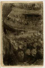 Charcoal drawing of spectators in a theater by Pierre Louis Moreau