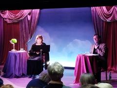 Judith Magre and Olivier Barrot on stage at Theatre de Poche-Montparnasse on January 13, 2025
