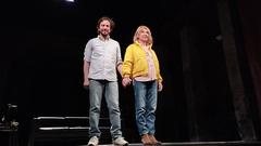 Thomas Blanchard and Emmanuelle Bercot greeting the audience after a performance of 'Together' by Dennis Kelly