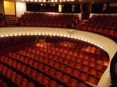Interior view of Théâtre de la Michodière with elegant stage and seating