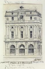 Drawing of Théâtre de la Renaissance in Paris, November 1875, by Léon Leymonnerye
