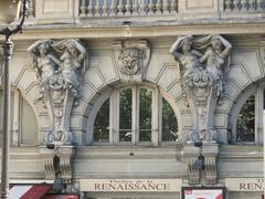 Caryatids on the facade of the Théâtre de la Renaissance in Paris