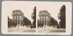 Black and white stereophotograph view of Boulevard Saint-Martin and the Theatre de la Renaissance in Paris, 1906