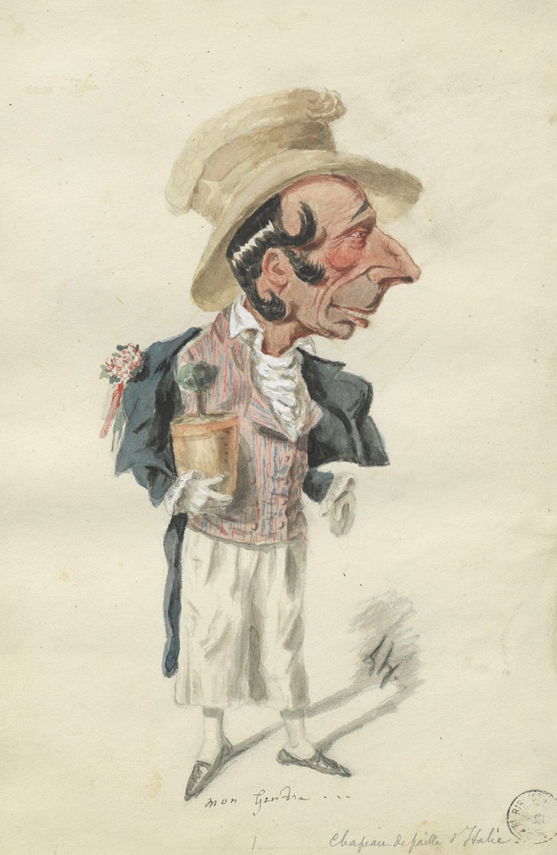 Paul Grassot as Nonancourt in the play Un chapeau de paille d'Italie by Eugène Labiche and Marc-Michel at the Théâtre du Palais-Royal