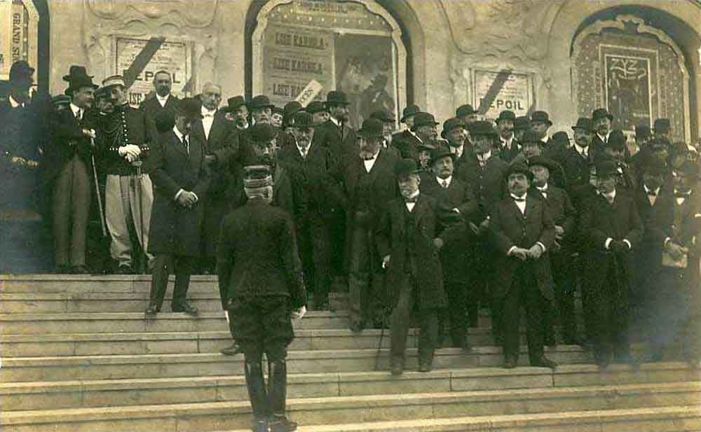 People waiting outside a theater before opening in Tunis, Tunisia