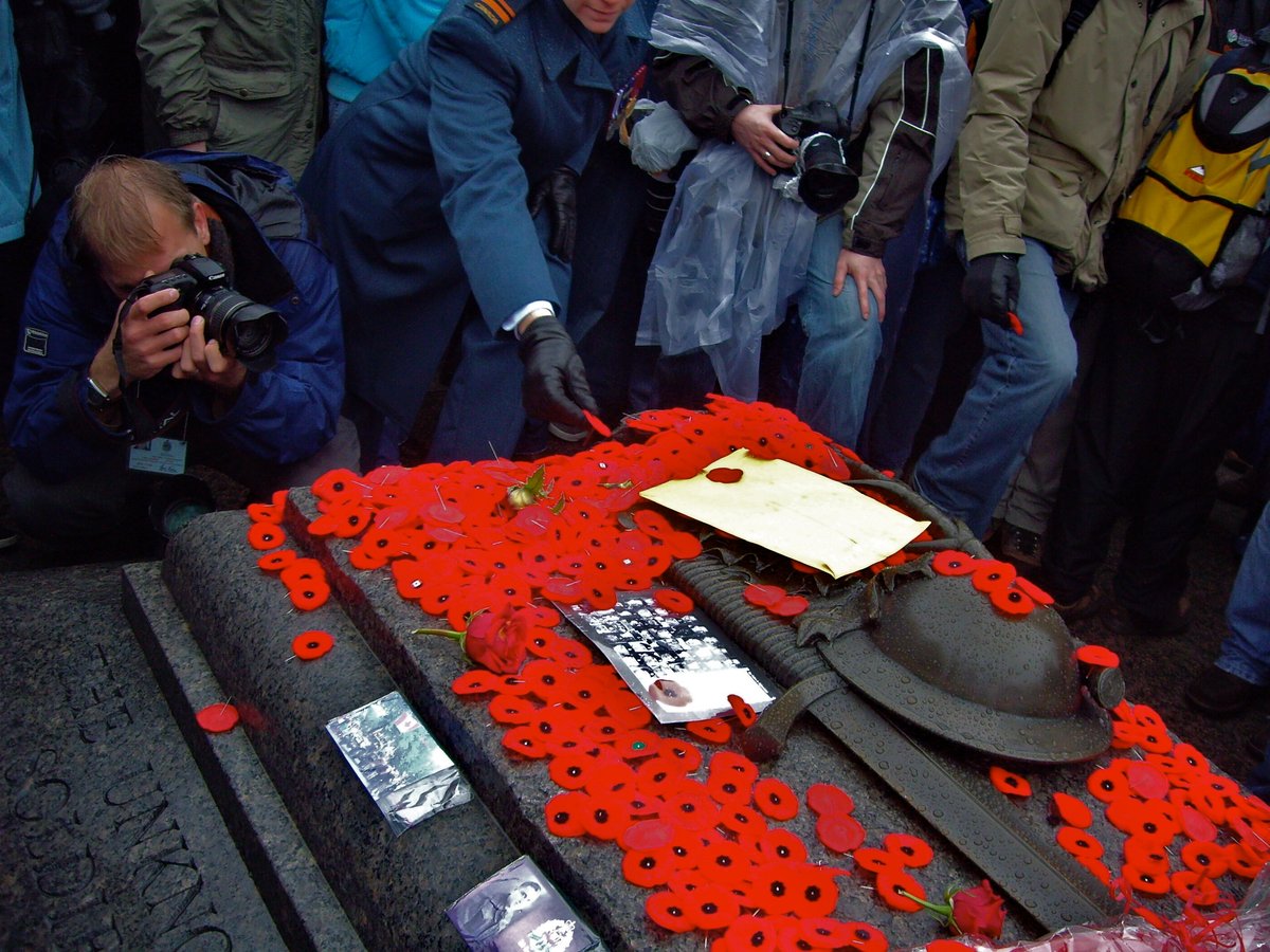 The Tomb of the Unknown Soldier in Ottawa with poppies after Remembrance Day ceremony