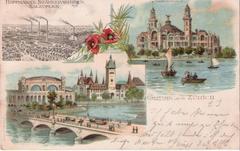 Vintage postcard showing Hoffmann's Stärkefabriken with scenes from Zurich