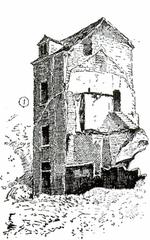 La Tour Noire after demolition of surrounding buildings, drawing by Paul Combaz