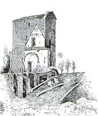 Ruins of the Black Tower after demolition of surrounding buildings - drawing by Paul Combaz after Victor Jamaer's survey