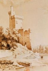 Tour Philippe-le-Bel historic stone tower in Villeneuve-lès-Avignon under a blue sky